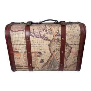 ✨Host Pick✨ Vintage Wooden World Map Retro Decorative Suitcase